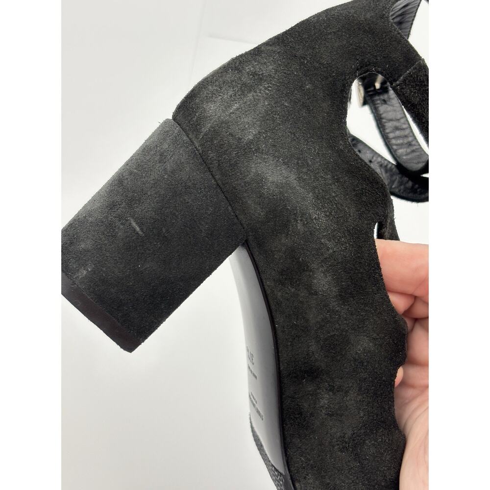 Saint Laurent Suede Gladiator Sandals Black Suede Size 37.5 / 7.5 Buckles - Picture 11 of 16